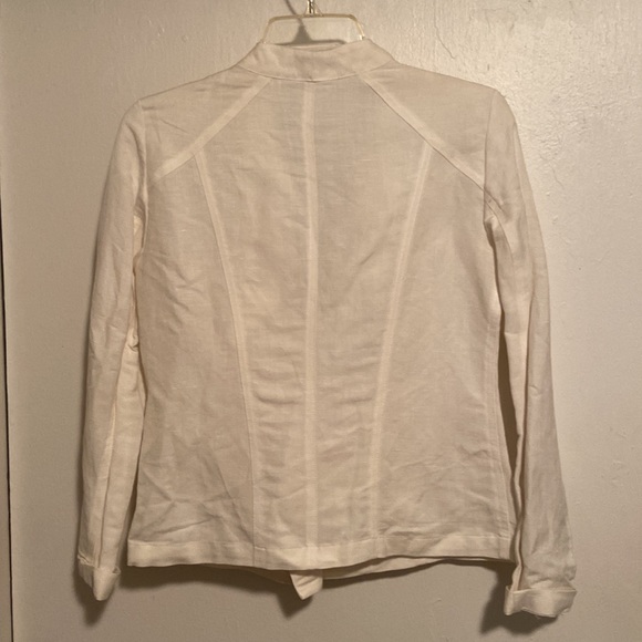 Calvin Klein White Linen Moto Zip Jacket - Picture 5 of 8